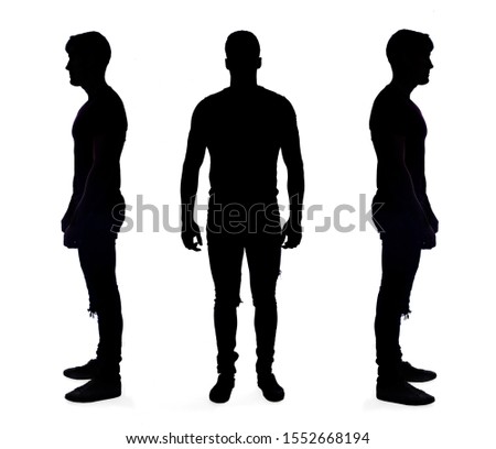  silhouette of a man on white on background