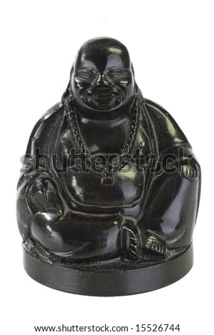 Black buddha figure isolated on white background