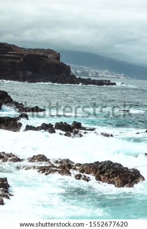 Ocean waves by the beach on Tenerife