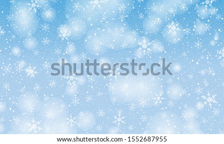 Winter snow background. Vector illustration. Snowfall sky. Christmas background. Falling snow.
