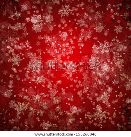 Red christmas background with white snow flakes