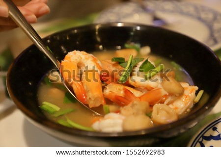 Tom Yum Kung clear water in a Thai restaurant