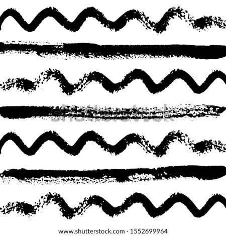Pattern of straight and wavy lines with texture drawn with brush, sloppy brush strokes. Vector illustration. Template for scrapbooking. For web, banners, greeting cards, for design clothing, interior.