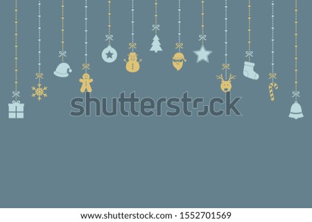 Christmas ornament. Xmas icons on background with copyspace. Vector