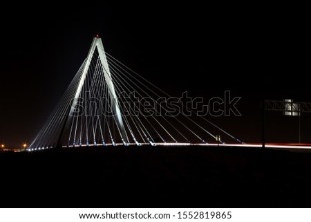 Nighttime long exposure of the Christopher S. Bond Bridge just outside of downtown. Stretching across the Missouri River it is a dual-span cable stayed bridge and services