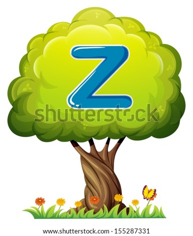 Illustration of a tree with a letter Z on a white background
