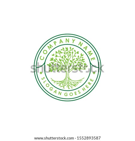 vector design logo tree with a line style and vintage concept