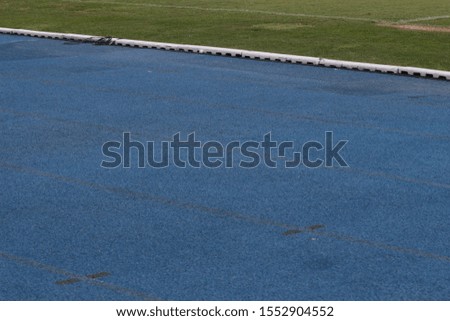 blue track in the stadium