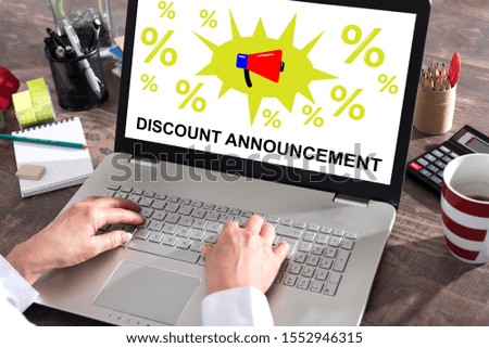 Discount announcement concept shown on a laptop screen