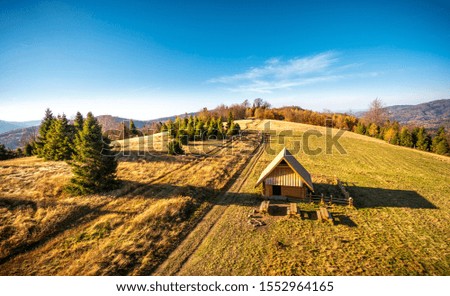 Colorful autumn carpatian mountains landscape Royalty-Free Stock Photo #1552964165