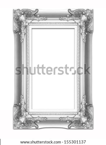 silver picture frame .Isolated on white background