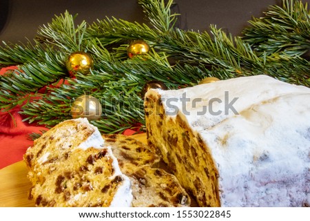 Christmas pictures, view of Christmas cookies with fir branches, candles and Christmas decorations