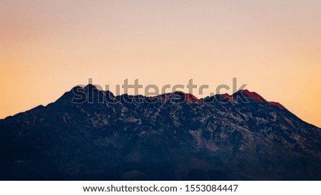 Panoramic view of the mountain Bisalta view from my house.
The photo was taken at sunset and has wonderful warm colors. Royalty-Free Stock Photo #1553084447