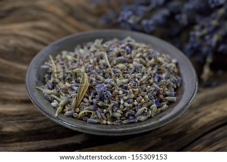 Dried lavender with wood - Stock photo