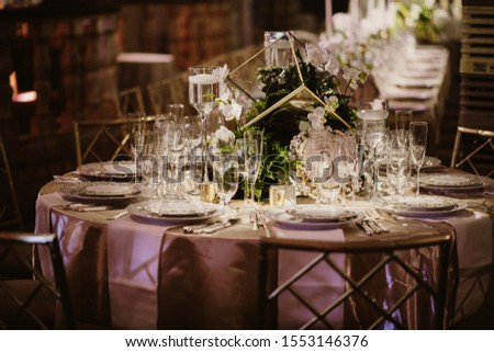 Picture of  the beautiful set the table in the restaurant