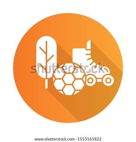 Sports and outdoors flat orange design long shadow glyph icon. Hobbies, games and sport. E commerce department, online shopping categories. Active leisure concept. Vector silhouette illustration