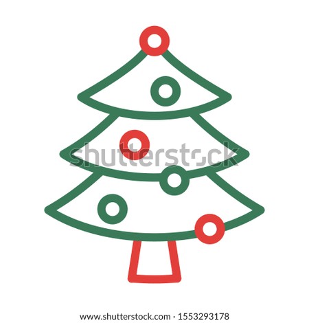Christmas tree icon. Simple design. Line vector. Isolate on white background.