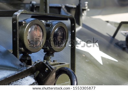 Closeup of a beacon of an ancient battle tank used in Vietnam War 