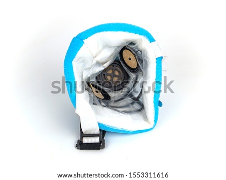 Worker respirator on a white background. Place for text. Isolate.
