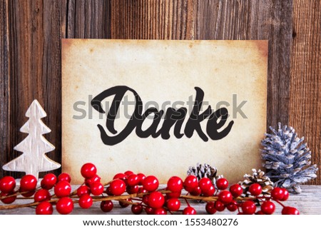 Christmas Decoration, Paper With Text Danke Means Thank You