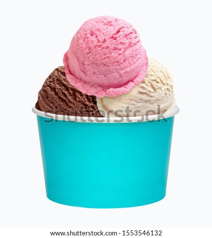 Download Strawberry Ice Cream Scoop In Paper Cup On White Background Stock Photos And Images Avopix Com