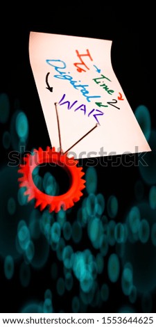 its time to digital war concept displaying on slip with abstract background 