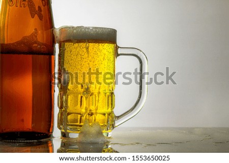 Beer and glasses for beer Gray white background