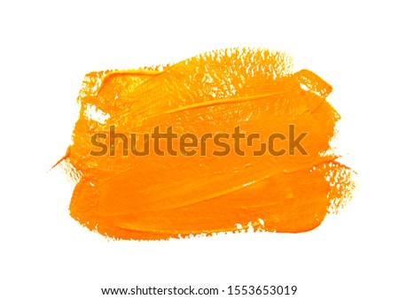 Paint brush stroke texture ochre yellow watercolor isolated on a white background
