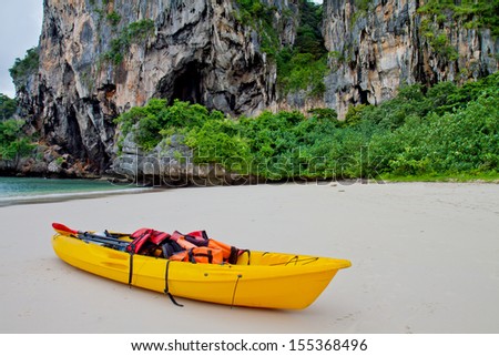 Canoe on the beach, Phranang cave Beach, Krabi : Thailand 