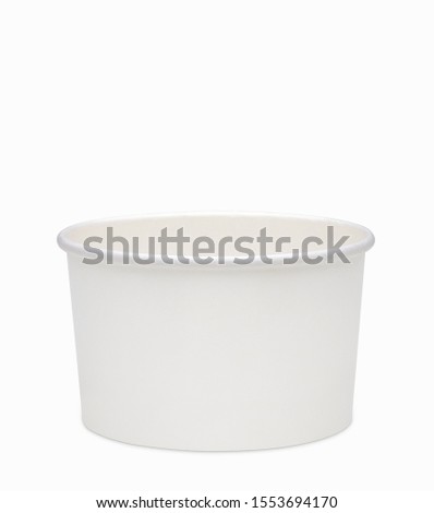 Empty, white and blank cardboard or carton ice cream cup mockup or mock up template isolated on white backgrond including clipping path Royalty-Free Stock Photo #1553694170