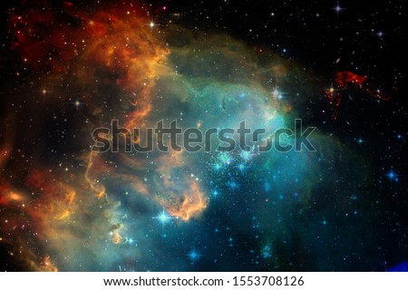 Beautiful nebulaes in outer space. Starfields of endless cosmos. Elements of this image furnished by NASA Royalty-Free Stock Photo #1553708126