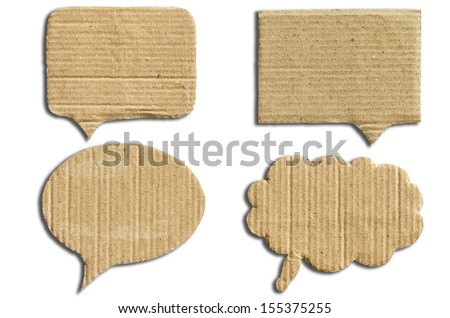 speech bubble crepe paper balloon label on white background with shadow Royalty-Free Stock Photo #155375255