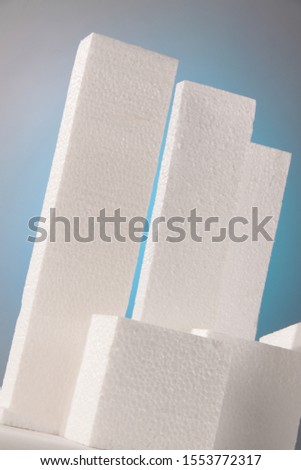 Buildings of styrofoam looks like models of a skyline