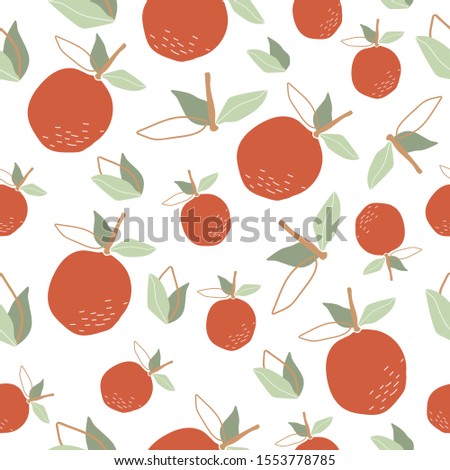 Seamless background with oranges and leaves. Vector illustration, background, home decor, poster. background with oranges for printing on clothes, bags.
