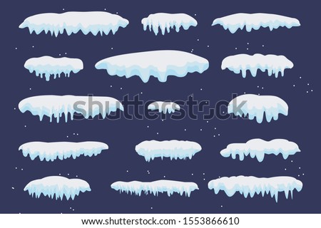 2022 Snow caps, snowballs snowdrifts set. Snow cap capped mountain icicles vector Happy New Year and Merry Christmas Decoration template pattern winter holiday party elements symbols cartoon icon sign Royalty-Free Stock Photo #1553866610