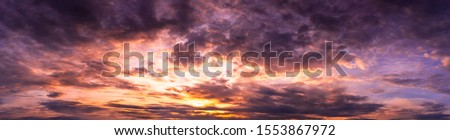 Panorama dramatic cloudy twilight dark sky nature backgroud sunrise or sunset scene