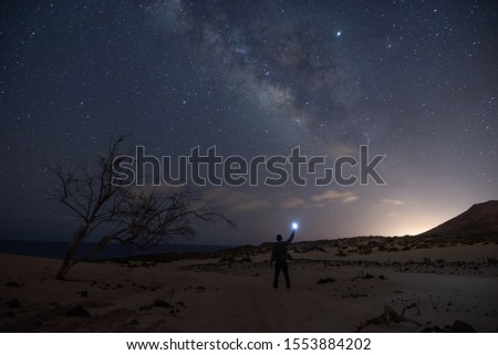 Nice night landscape with many stars and beautiful colors