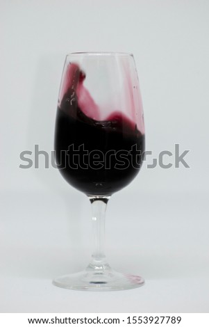 Red wine in glass cup. Tempranillo grape variety and Cabernet sauvignon. Wine made in Spain