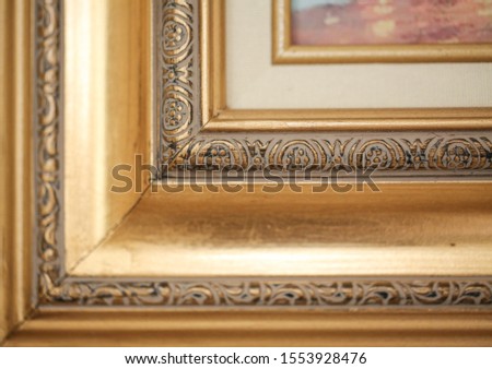 Decorative classic picture frames. Wooden frames background. - Image