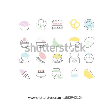 Set of vector line icons, sign and symbols of flour products for modern concepts, web and apps. Collection of infographics elements, logos and pictograms.