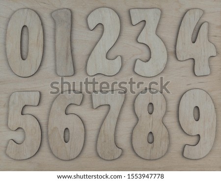 numbers set. Made of planks of wood