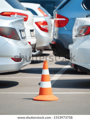 traffic cone on the parking lot     