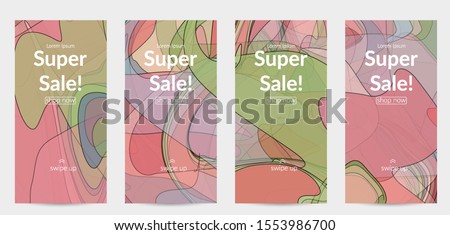 Template with pastel colored  transparent overlapping shapes creating vector mixture of acrylic paint or watercolor effect. Marble texture flat colors simple organic shapes. Nature earth design.