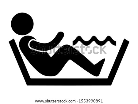 spa, black silhouette of person at bathtub, vector icon