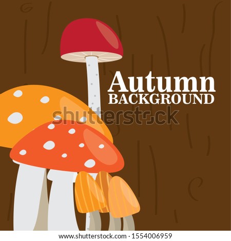 Autumn background with a mushrooms - Vector illustration