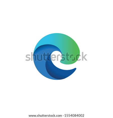 Microsoft edge chromium browser brand new logo 2019 isolated on white background. Microsoft edge icon. Royalty-Free Stock Photo #1554084002
