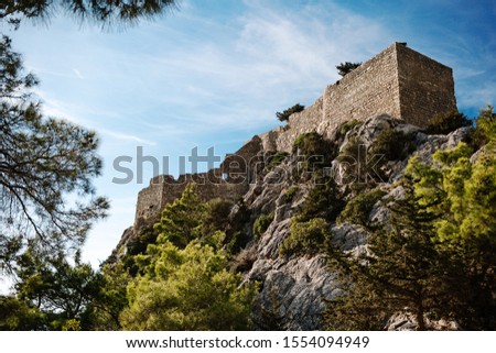 View on Monolithos Castle on Rhodes Island, Greece