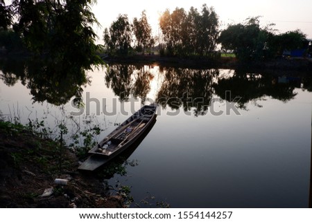The old  boat in the carnal photography take in ayutthaya ,Thailand