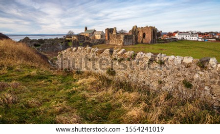 Holy Island Lindisfarne Priory Northumberland Royalty-Free Stock Photo #1554241019