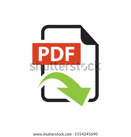 flat sign of pdf download icon button isolated on white background